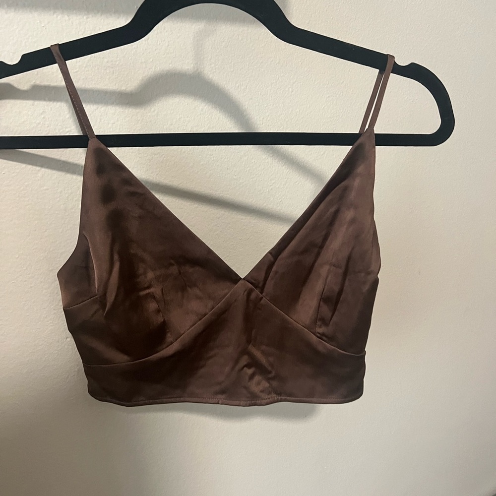 Abercrombie & Fitch satin brown crop top